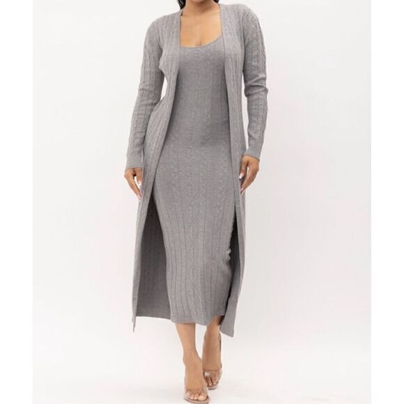 Grey Knit maxi dress set - Picture 9 of 9